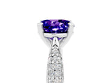 White gold Round Cut Diamond Solitaire Engagement Ring with Pavé Band and Four-Prong Setting_5