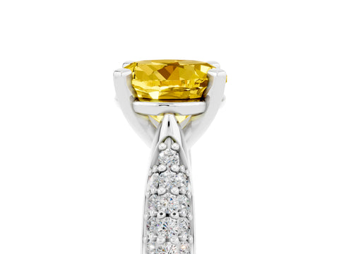 White gold Round Cut Diamond Solitaire Engagement Ring with Pavé Band and Four-Prong Setting_5