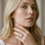 Silver 0.27 Carat D VVS2 Round Diamond Solitaire Engagement Ring with Pavé Band and Four-Prong Setting