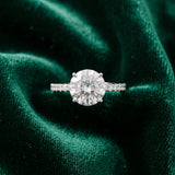 White gold Round Cut Diamond Solitaire Engagement Ring with Pavé Band and Prong Setting_100