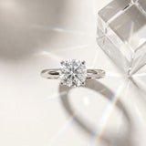 10K White Gold 2.07 Carat E VS1 Round Diamond Solitaire Engagement Ring with Round Band and Four-Prong Setting