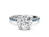 14K White Gold 1.52 Carat D VS1 Round Diamond Solitaire Engagement Ring with Round  Pavé Band and Prong Setting