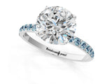 14K White Gold 1.52 Carat D VS1 Round Diamond Solitaire Engagement Ring with Round  Pavé Band and Prong Setting