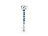14K White Gold 1.52 Carat D VS1 Round Diamond Solitaire Engagement Ring with Round  Pavé Band and Prong Setting