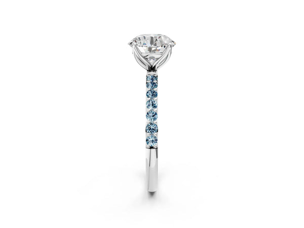 14K White Gold 1.52 Carat D VS1 Round Diamond Solitaire Engagement Ring with Round  Pavé Band and Prong Setting