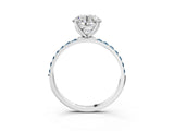 14K White Gold 1.52 Carat D VS1 Round Diamond Solitaire Engagement Ring with Round  Pavé Band and Prong Setting