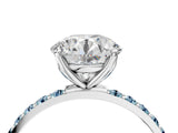 14K White Gold 1.52 Carat D VS1 Round Diamond Solitaire Engagement Ring with Round  Pavé Band and Prong Setting