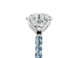 14K White Gold 1.52 Carat D VS1 Round Diamond Solitaire Engagement Ring with Round  Pavé Band and Prong Setting
