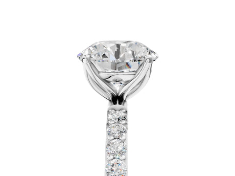 White gold Round Cut Diamond Solitaire Engagement Ring with Round with Moissanite side stone Pavé Band and Prong Setting_17