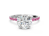 14K White Gold 1.52 Carat D VS1 Round Diamond Solitaire Engagement Ring with Round  Pavé Band and Prong Setting