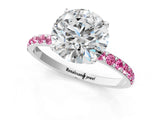 14K White Gold 1.52 Carat D VS1 Round Diamond Solitaire Engagement Ring with Round  Pavé Band and Prong Setting