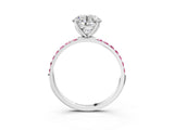 14K White Gold 1.52 Carat D VS1 Round Diamond Solitaire Engagement Ring with Round  Pavé Band and Prong Setting