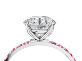 14K White Gold 1.52 Carat D VS1 Round Diamond Solitaire Engagement Ring with Round  Pavé Band and Prong Setting