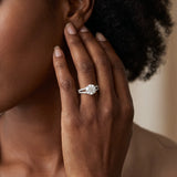 White gold Round Cut Diamond Solitaire Engagement Ring with Split Shank Pavé Band_349