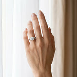 White gold Round Cut Diamond Solitaire Engagement Ring with Split Shank Pavé Band_356