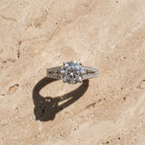 White gold Round Cut Diamond Solitaire Engagement Ring with Split Shank Pavé Band_359
