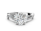 White gold Round Cut Diamond Solitaire Engagement Ring with Twisted Pavé Band and Four-Prong Setting_69