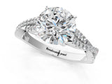 White gold Round Cut Diamond Solitaire Engagement Ring with Twisted Pavé Band and Four-Prong Setting_70