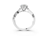 White gold Round Cut Diamond Solitaire Engagement Ring with Twisted Pavé Band and Four-Prong Setting_72