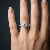 White gold Round Cut Diamond Solitaire Pavé Band with Four-Prong Setting_213