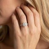 White gold Round Cut Diamond Solitaire Pavé Band with Four-Prong Setting_215