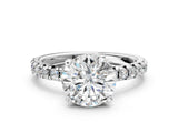 White gold Round Cut Diamond Solitaire Pavé Engagement Ring with Round Band and Prong Setting_14