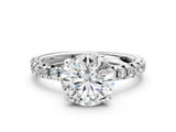 White gold Round Cut Diamond Solitaire Pavé Engagement Ring with Round Band and Prong Setting_62