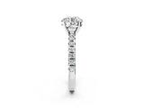 White gold Round Cut Diamond Solitaire Pavé Engagement Ring with Round Band and Prong Setting_64