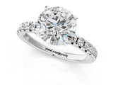 White gold Round Cut Diamond Solitaire Pavé Engagement Ring with Round Band and Prong Setting_93