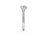 White gold Round Cut Diamond Solitaire Pavé Engagement Ring with Round Band and Prong Setting_94