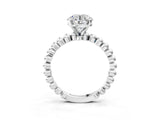 White gold Round Cut Diamond Solitaire Ring with Beaded Band and Prong Setting_328