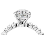 White gold Round Cut Diamond Solitaire Ring with Beaded Band and Prong Setting_329