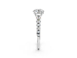 White gold Round Cut Diamond Solitaire Ring with Cathedral Setting and Pavé Band_174