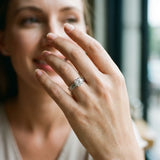 White gold Round Cut Diamond Solitaire Ring with Engraved Band and Four-Prong Setting_112