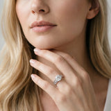 White gold Round Cut Diamond Solitaire Ring with Engraved Band and Four-Prong Setting_120