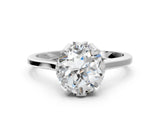 White gold Round Cut Diamond Solitaire Ring with Flower Prong Setting and Classic Band_25