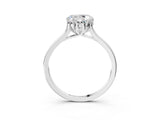 White gold Round Cut Diamond Solitaire Ring with Flower Prong Setting and Classic Band_265