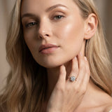 White gold Round Cut Diamond Solitaire Ring with Flower Prong Setting and Classic Band_275