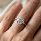 White gold Round Cut Diamond Solitaire Ring with Flower Prong Setting and Classic Band_277