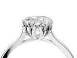 White gold Round Cut Diamond Solitaire Ring with Flower Prong Setting and Classic Band_28