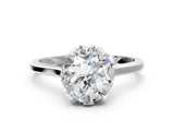 White gold Round Cut Diamond Solitaire Ring with Flower Prong Setting and Classic Band_61