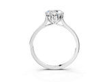 White gold Round Cut Diamond Solitaire Ring with Flower Prong Setting and Classic Band_64