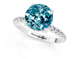 White gold Round Cut Diamond Solitaire Ring with Four-Prong Setting and Pavé Band_1