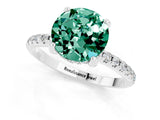White gold Round Cut Diamond Solitaire Ring with Four-Prong Setting and Pavé Band_1
