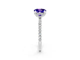 White gold Round Cut Diamond Solitaire Ring with Four-Prong Setting and Pavé Band_2