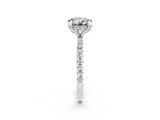 White gold Round Cut Diamond Solitaire Ring with Four-Prong Setting and Pavé Band_2