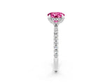 White gold Round Cut Diamond Solitaire Ring with Four-Prong Setting and Pavé Band_2