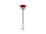 White gold Round Cut Diamond Solitaire Ring with Four-Prong Setting and Pavé Band_2