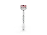 White gold Round Cut Diamond Solitaire Ring with Four-Prong Setting and Pavé Band_2