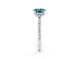 White gold Round Cut Diamond Solitaire Ring with Four-Prong Setting and Pavé Band_2